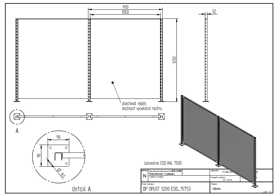 ESD Panelová stěna